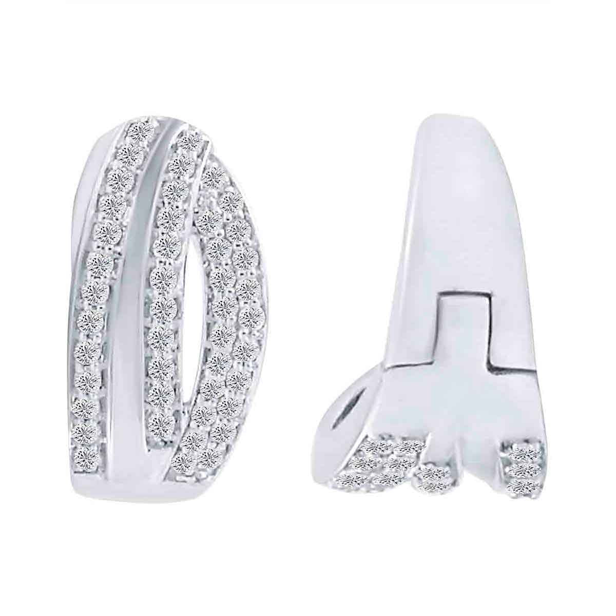 0.41 Ct Natural Diamond 14K White Gold Hoops Earrings Women Jewelry