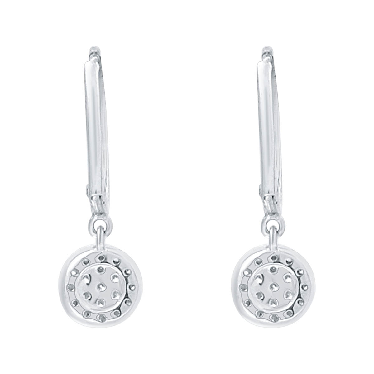 0.65 Ct Natural GH/SI Diamond Dangle Earrings In 14K White Gold Women Jewelry