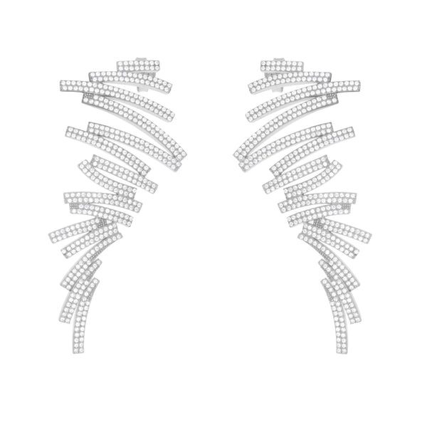 1 59 Ct Natural Diamond Designer Drop Earrings In 14k White Gold