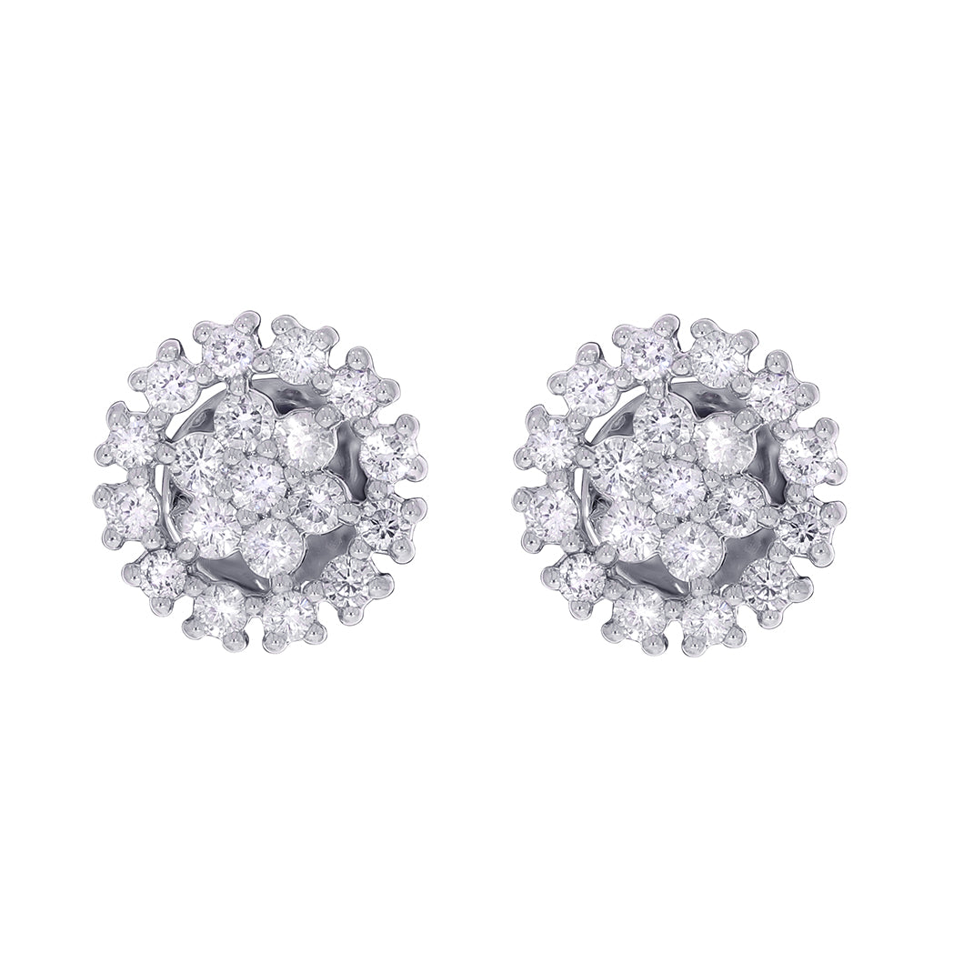 3/4 Carat Halo GH/SI Diamond 14K White Gold Screw Back Stud Earrings Jewelry