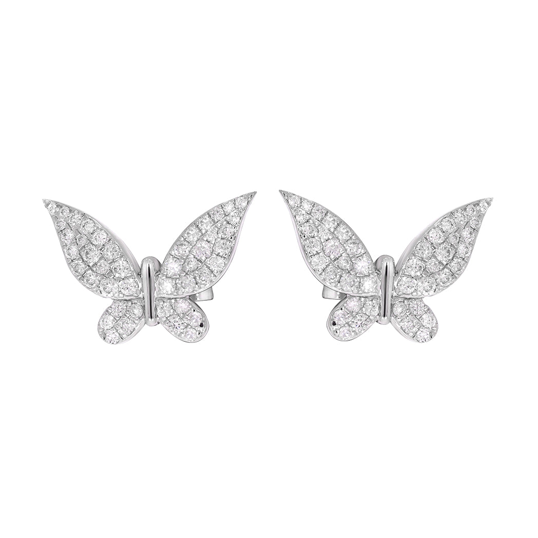 0.40 Ct GH/SI Natural Diamond Butterfly Shape Stud Earrings In 14K White Gold