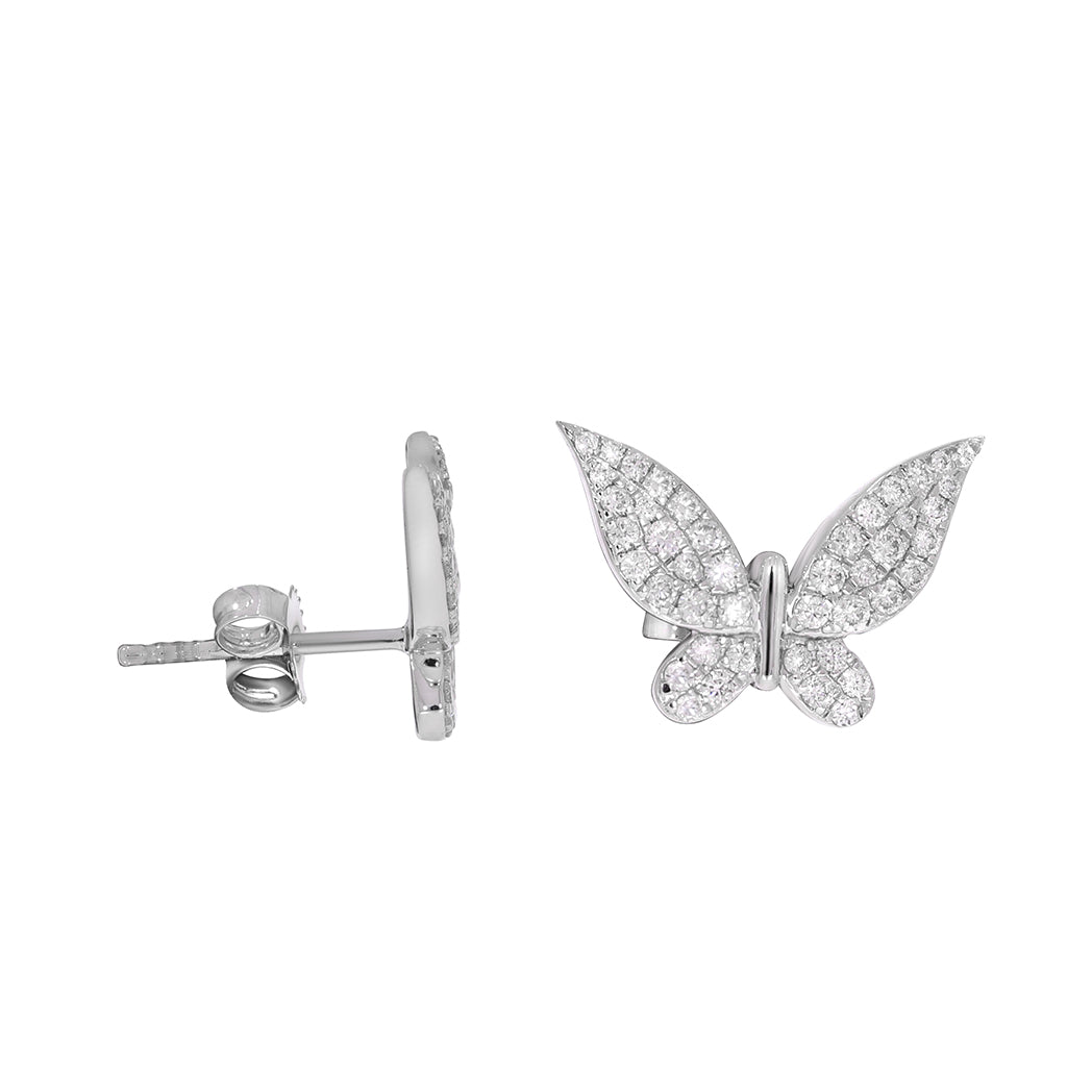 0.40 Ct GH/SI Natural Diamond Butterfly Shape Stud Earrings In 14K White Gold