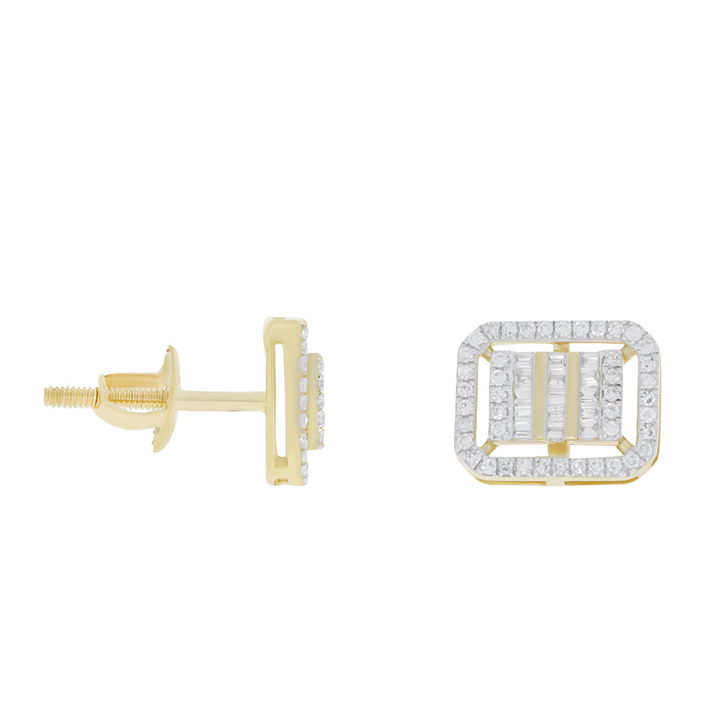 0.25 Ct Natural Diamond GH/SI-SC Stud Earrings In 14K Yellow Gold With Backs