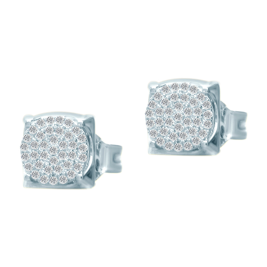 Elegant 0.15 Ct GH/VS1 Diamond Stud Earrings in 14K Solid White Gold – Push Back Closure