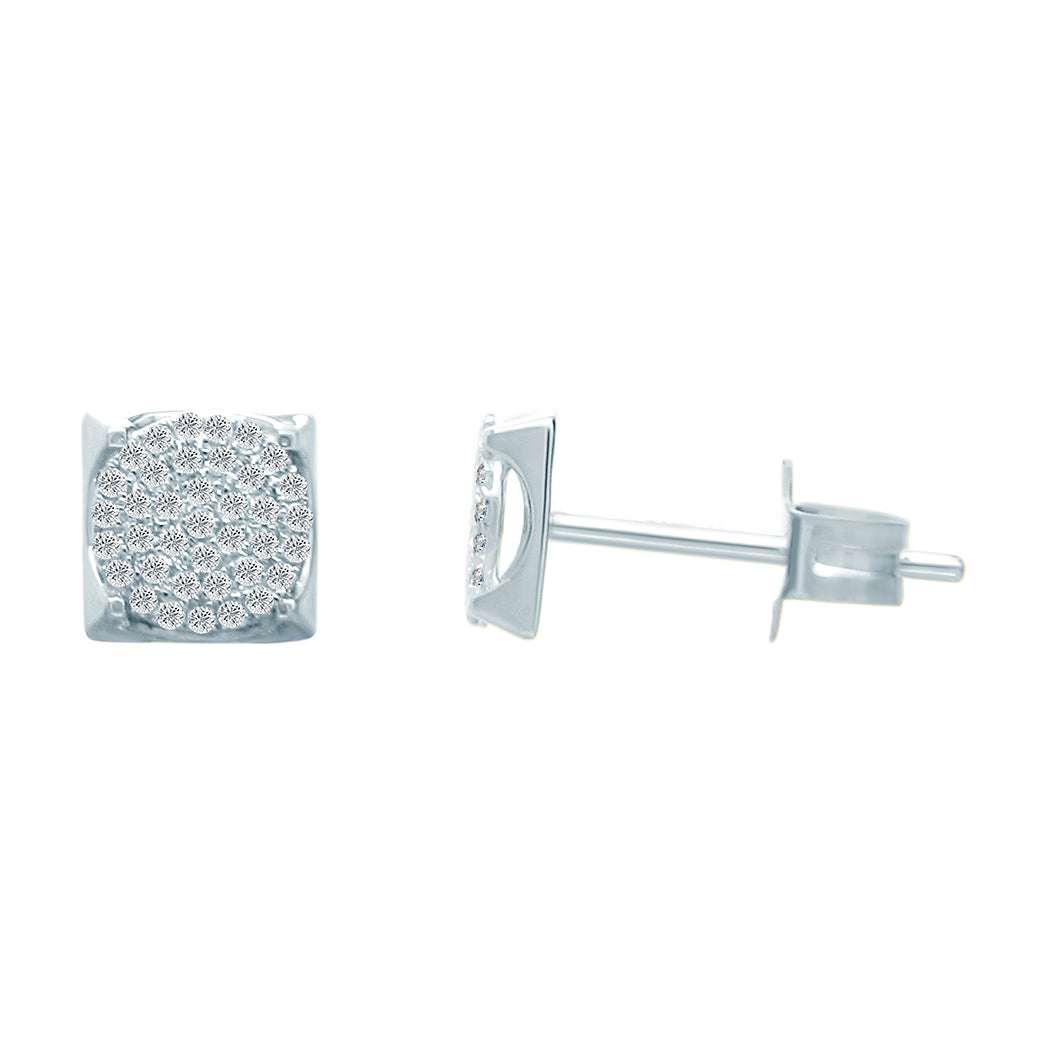 Elegant 0.15 Ct GH/VS1 Diamond Stud Earrings in 14K Solid White Gold – Push Back Closure