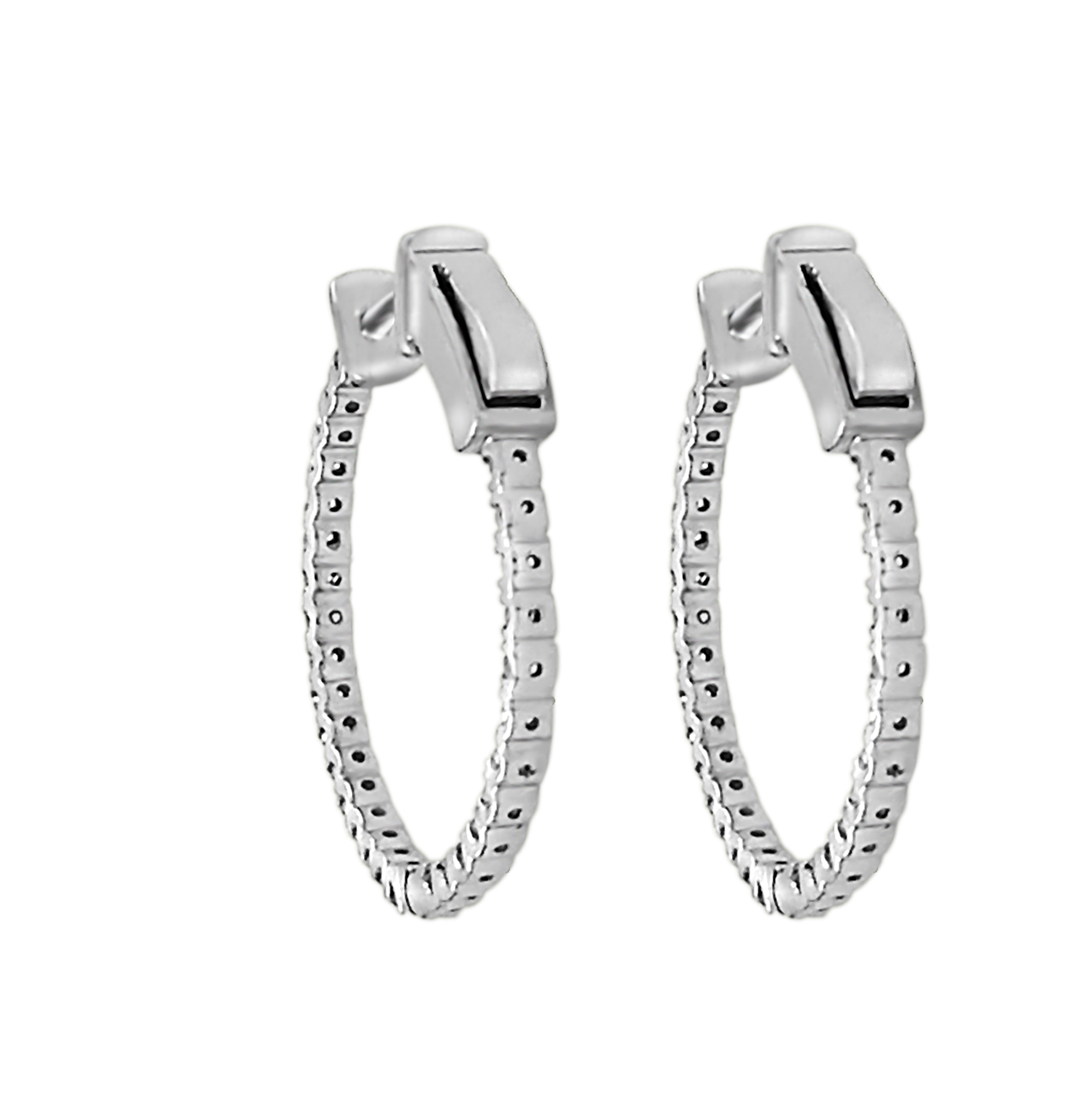 1/2 Ct Natural Diamond GH/SI Prong Set Hoop Earrings In 14K White Gold Jewelry