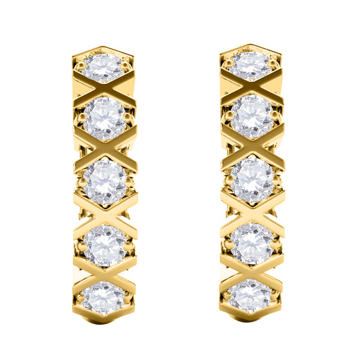 1/2 Carat Natural Diamond IJ/ I1I2 Hoop Earrings In 14K Solid Yellow Gold