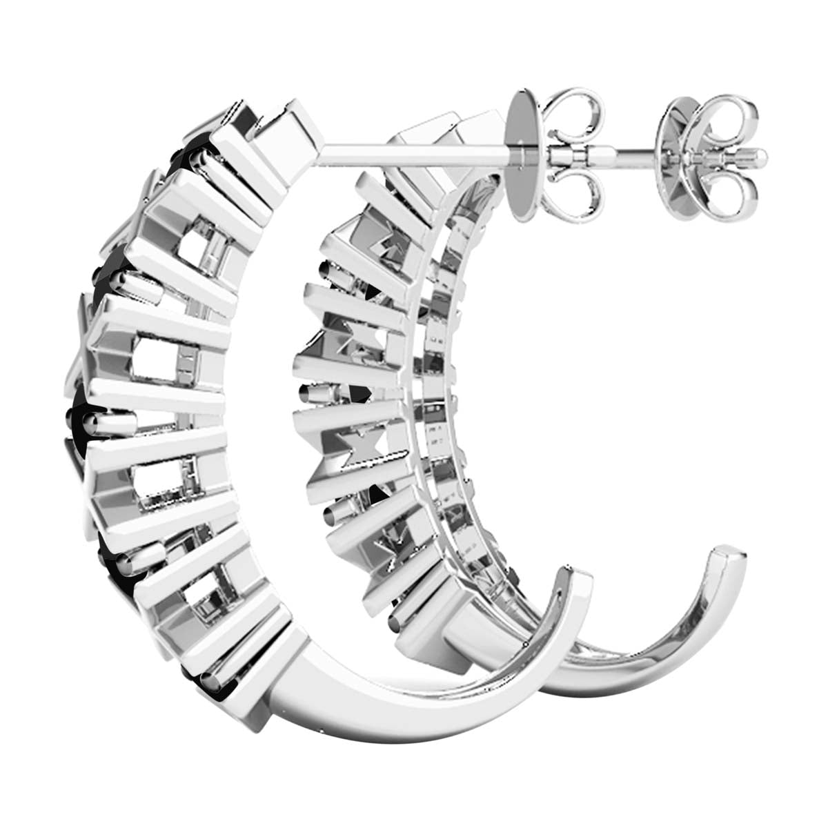 10K Solid White Gold 1.00 Ct Black Diamond Hoop Earrings Women Jewelry