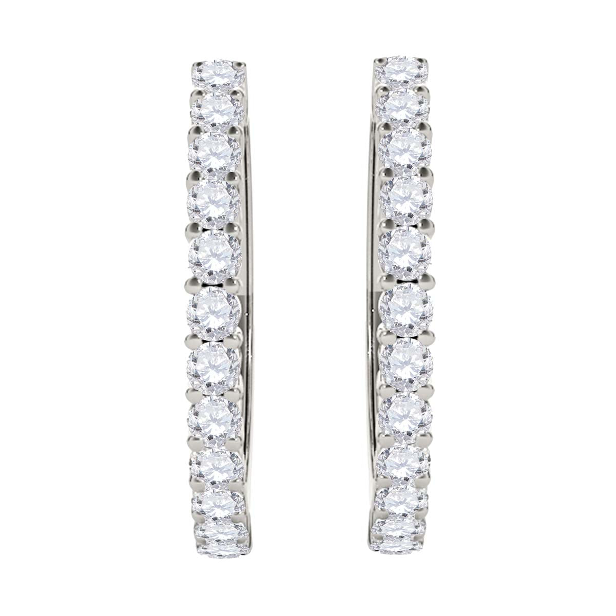 1/2 Carat Natural Diamond 10K White Gold Hoop Earrings Women Jewelry