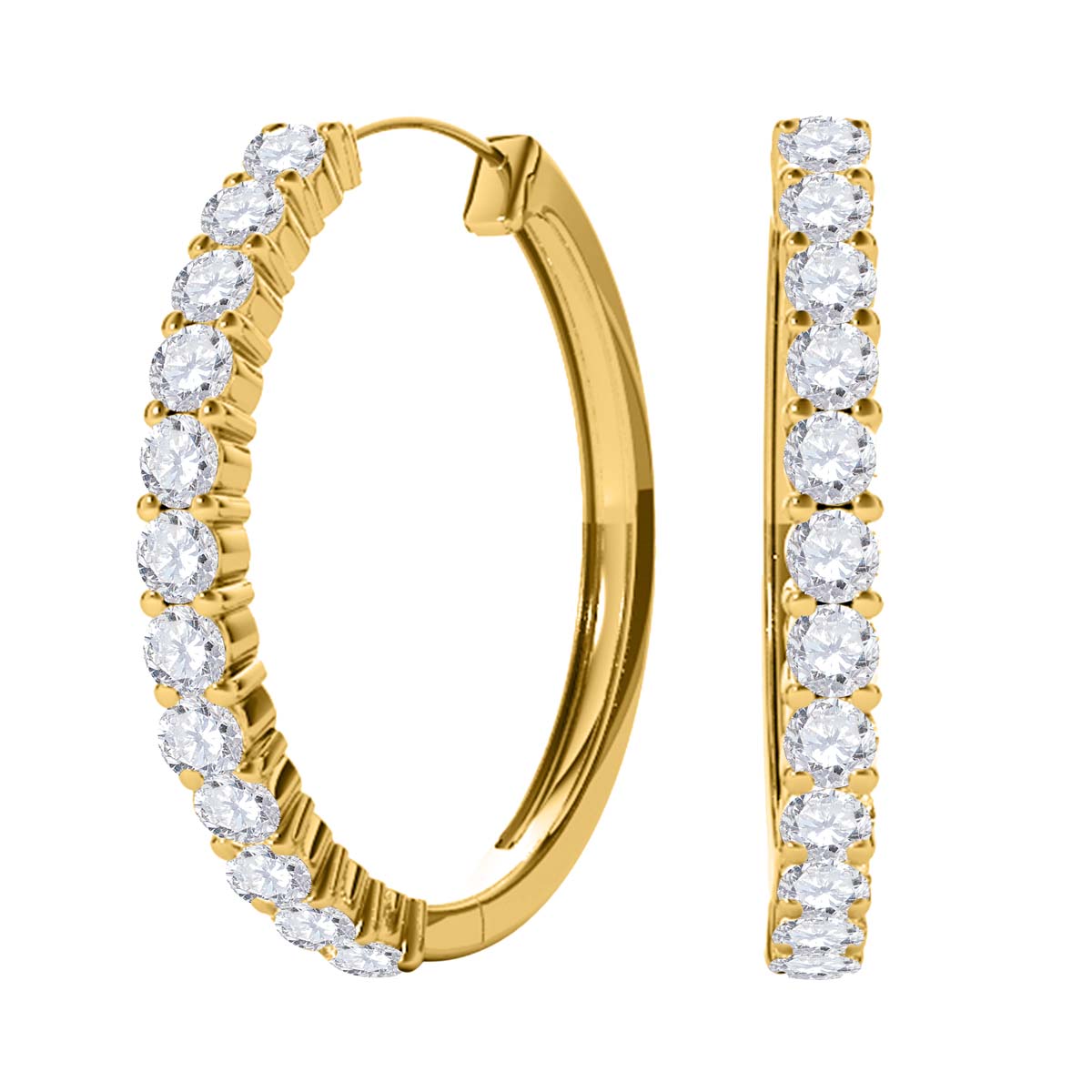1/2 Carat Natural Diamond 10K Yellow Gold Hoop Earrings Women Jewelry