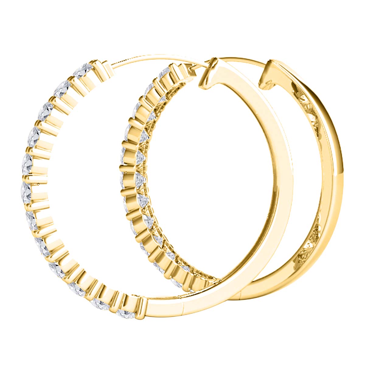 1/2 Carat Natural Diamond 10K Yellow Gold Hoop Earrings Women Jewelry