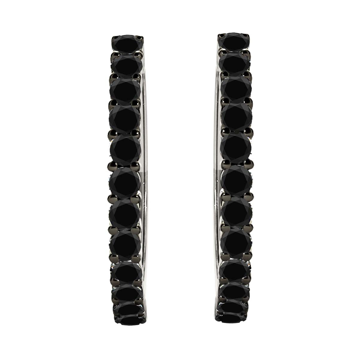 1.25 Ct Natural Black Diamond 10K White Gold Hoop Earrings Women Jewelry