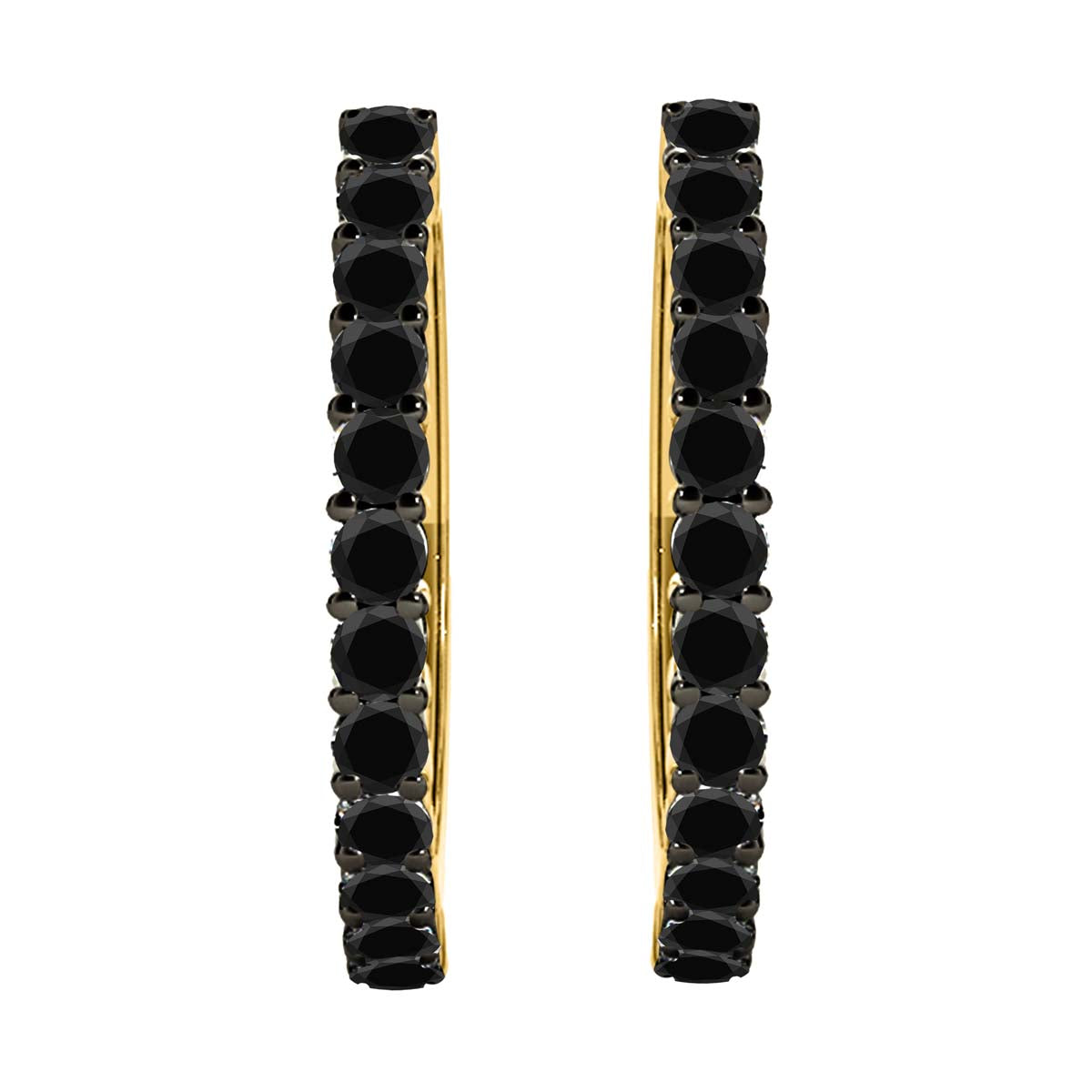 1.25 Ct Natural Black Diamond 10K Yellow Gold Hoop Earrings Women Jewelry