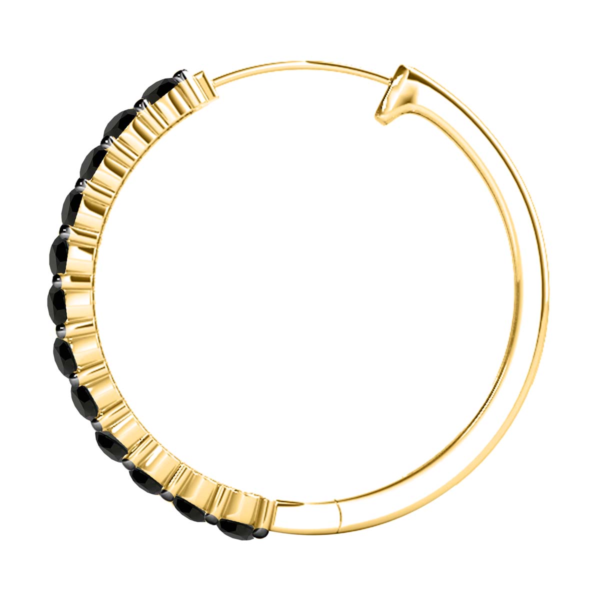 1.25 Ct Natural Black Diamond 10K Yellow Gold Hoop Earrings Women Jewelry