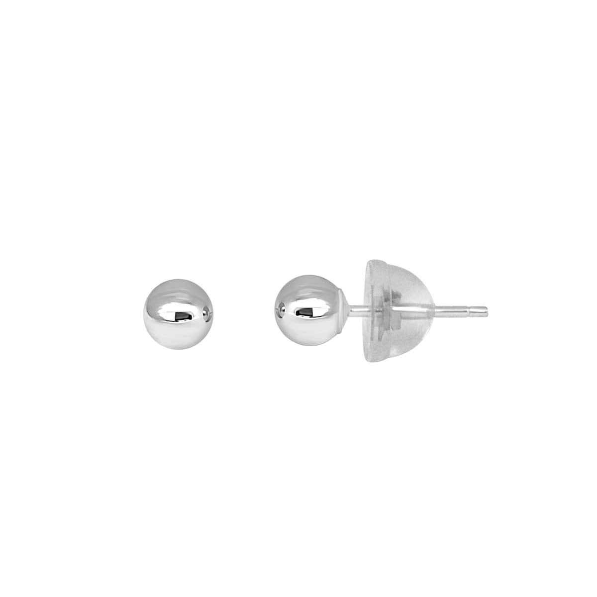 14K Yellow/ White Gold 4mm Ball Stud Earrings With Secure Push Back