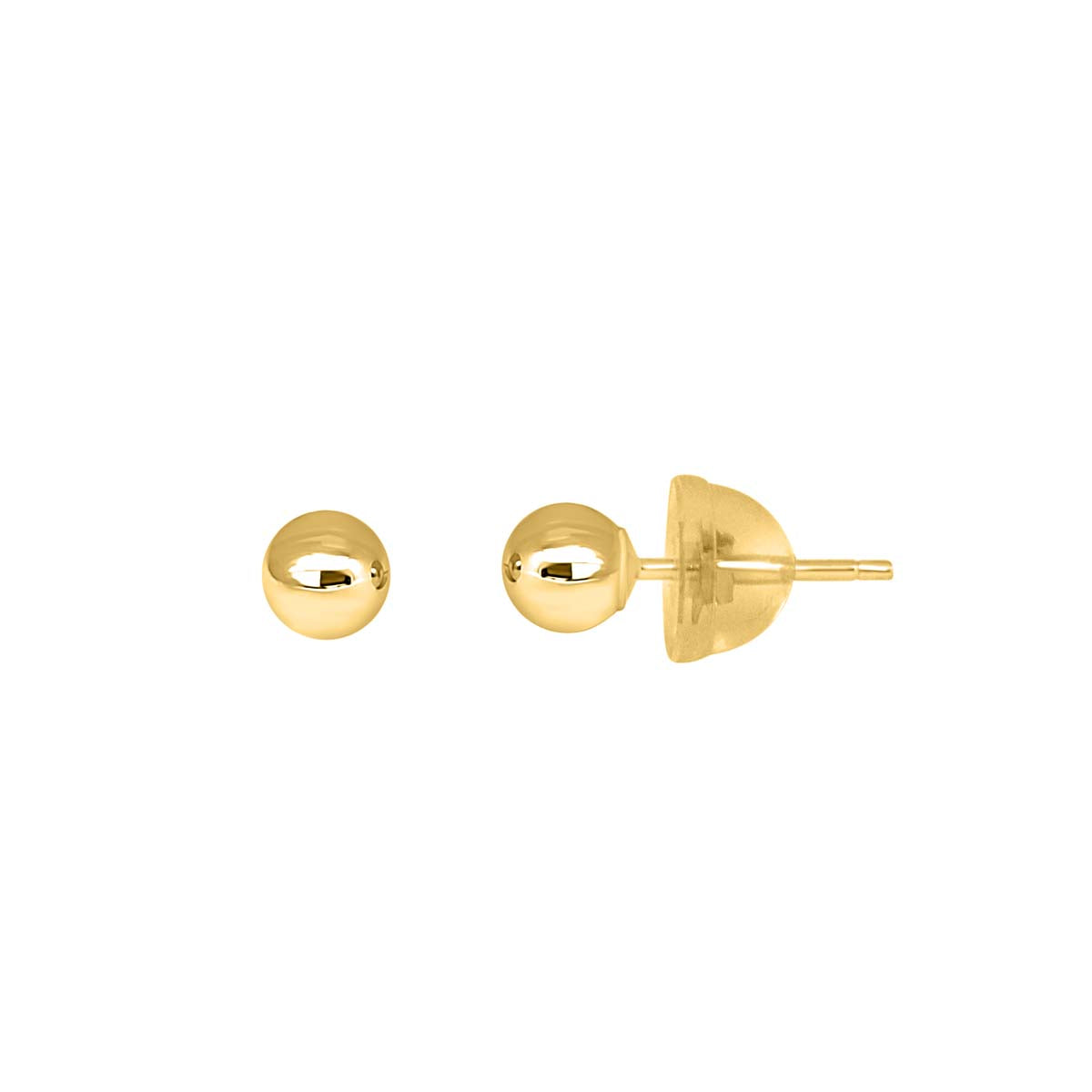 14K Yellow/ White Gold 4mm Ball Stud Earrings With Secure Push Back