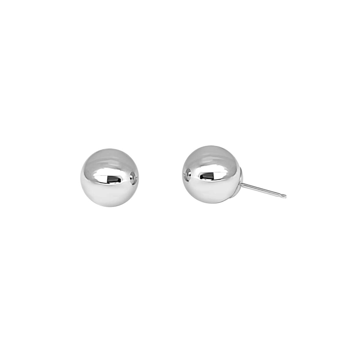 5MM 14K Solid Yellow & White Gold Ball Stud Earrings With Secure Backs