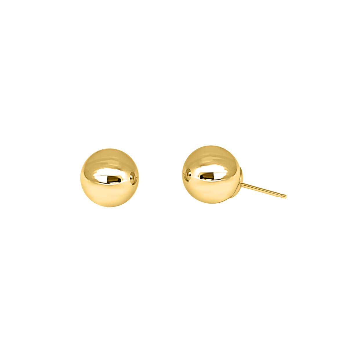 5MM 14K Solid Yellow & White Gold Ball Stud Earrings With Secure Backs