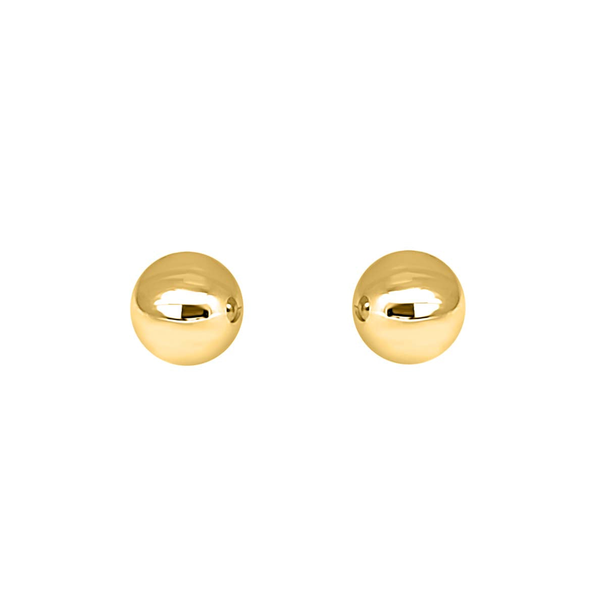 5MM 14K Solid Yellow & White Gold Ball Stud Earrings With Secure Backs