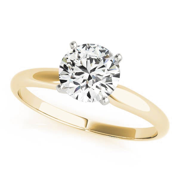 Solitaire Diamond Ring 0.12 Ct Round Diamond In 10K Solid Yellow Gold