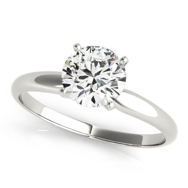 Solitaire Diamond Ring 0.12 Ct Round Diamond In 10K Solid White Gold