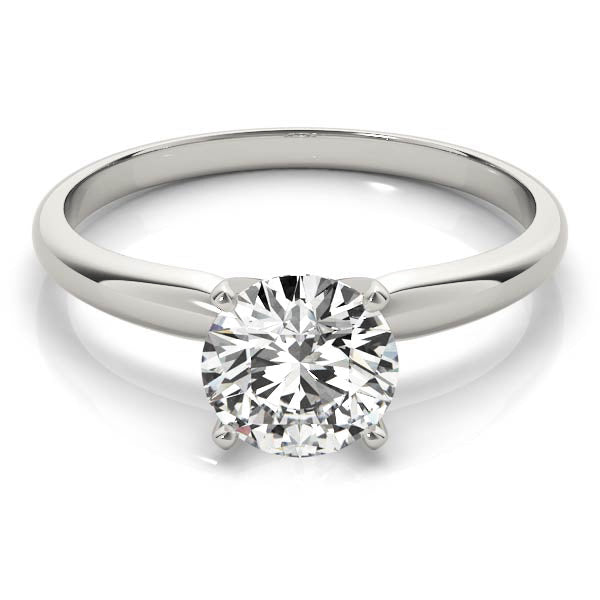 Solitaire Diamond Ring 0.12 Ct Round Diamond In 10K Solid White Gold