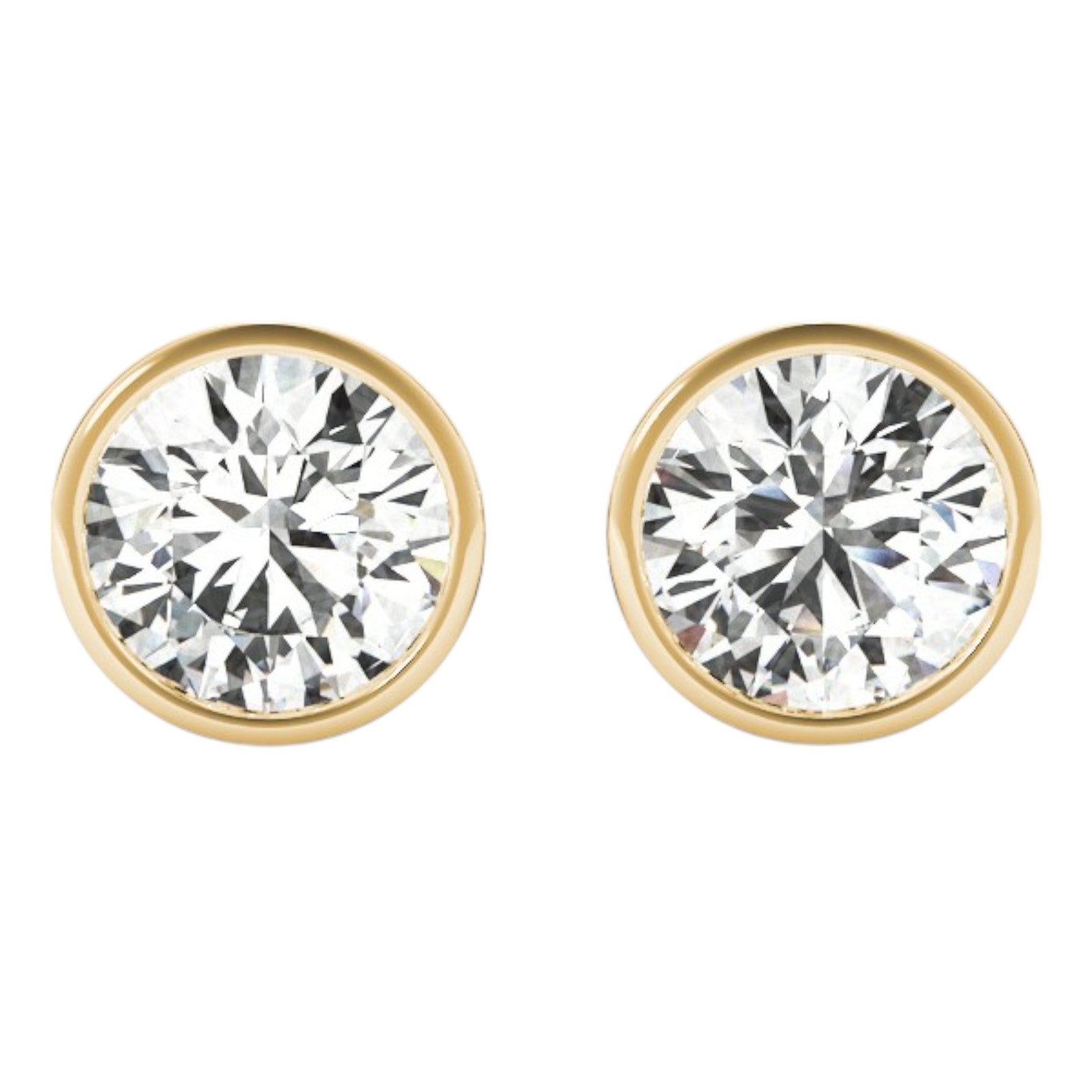 0.30 Ct Round FG/VVS1 Diamond Bezel Set Stud Earrings in 14K Yellow Gold