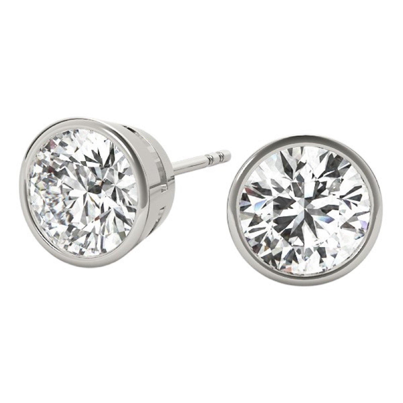 0.30 Ct Round Lab-Grown Diamond Bezel Set Stud Earrings in 14K White Gold