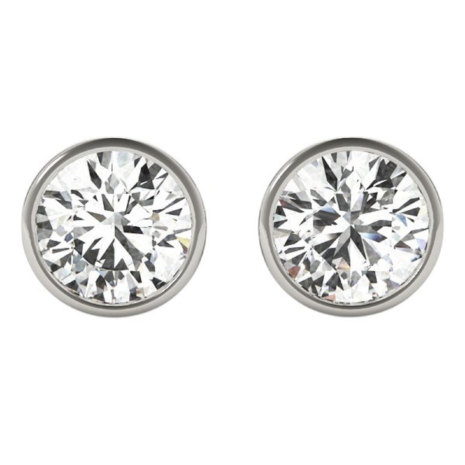 0.30 Ct Round Lab-Grown Diamond Bezel Set Stud Earrings in 14K White Gold