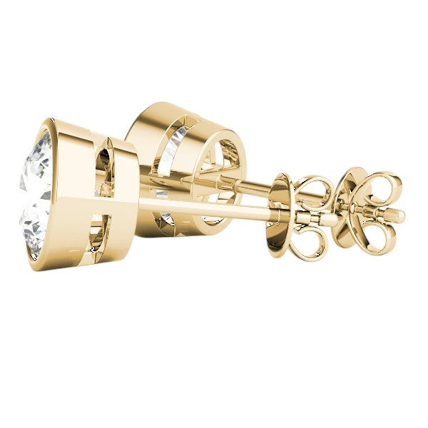 0.30 Ct Round FG/VVS1 Diamond Bezel Set Stud Earrings in 14K Yellow Gold