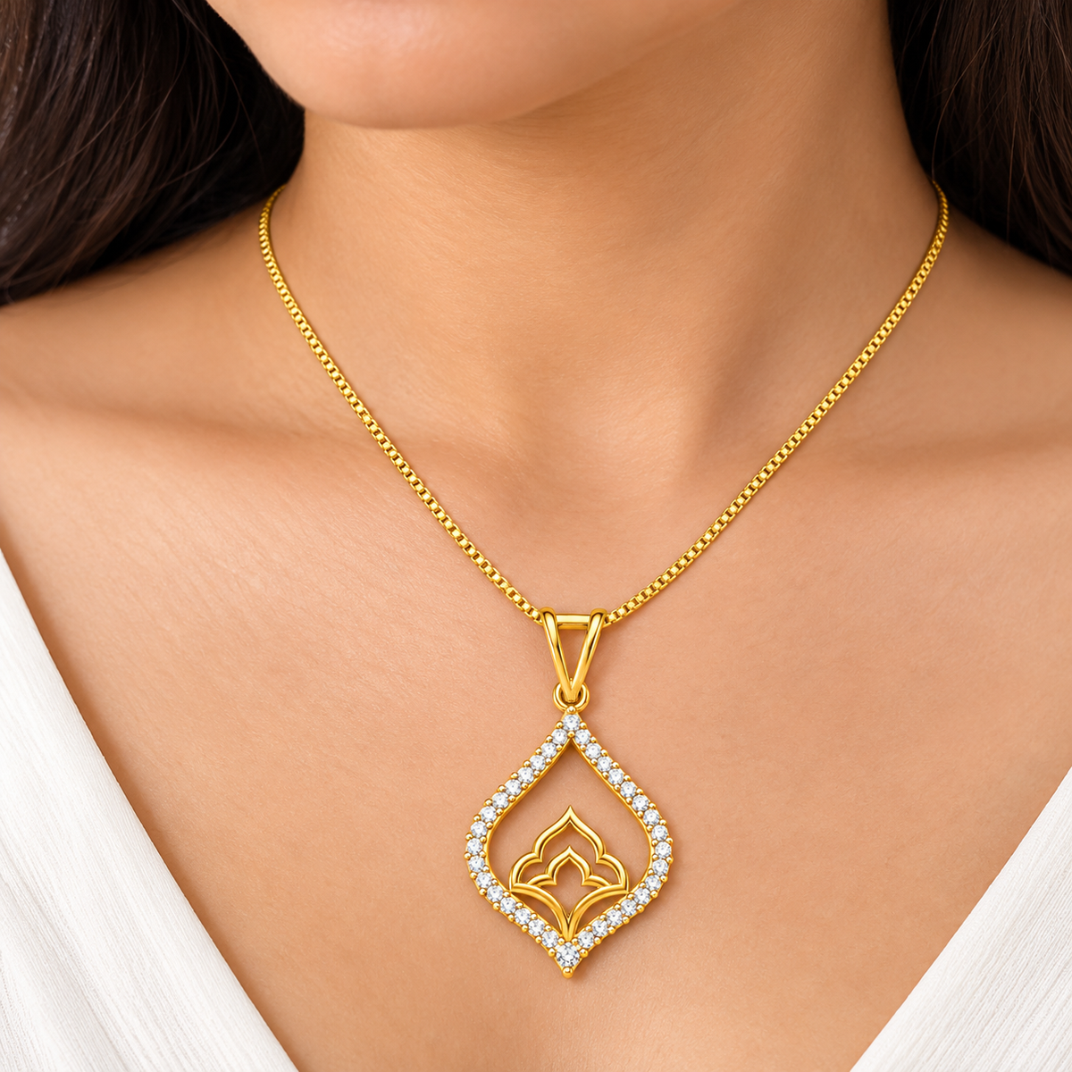 1/4 Ct Brilliant Diamond Pendant Necklace In 14K Gold With 18" Chain