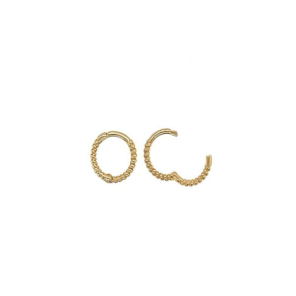 8.5mm 14K Solid Yellow Gold Hoop Earrings for Women