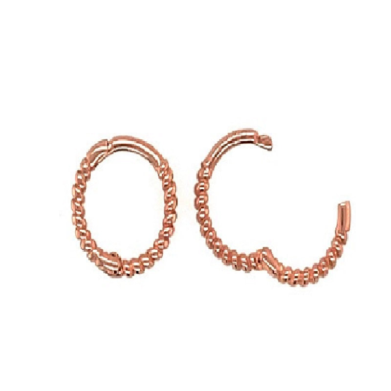 8.5mm 14K Solid Rose Gold Hoop Earrings for Women