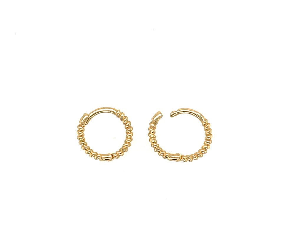 10mm 14K Solid Yellow/White & Rose Gold Hoop Earrings for Women