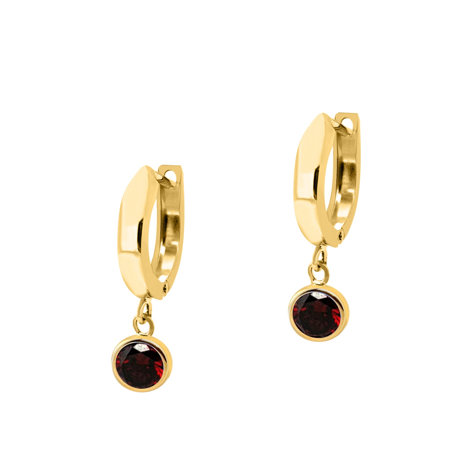 14K Solid Yellow Gold Bezel Set Gemstone Dangle Earrings – Elegant & Timeless Jewelry for Special Occasions