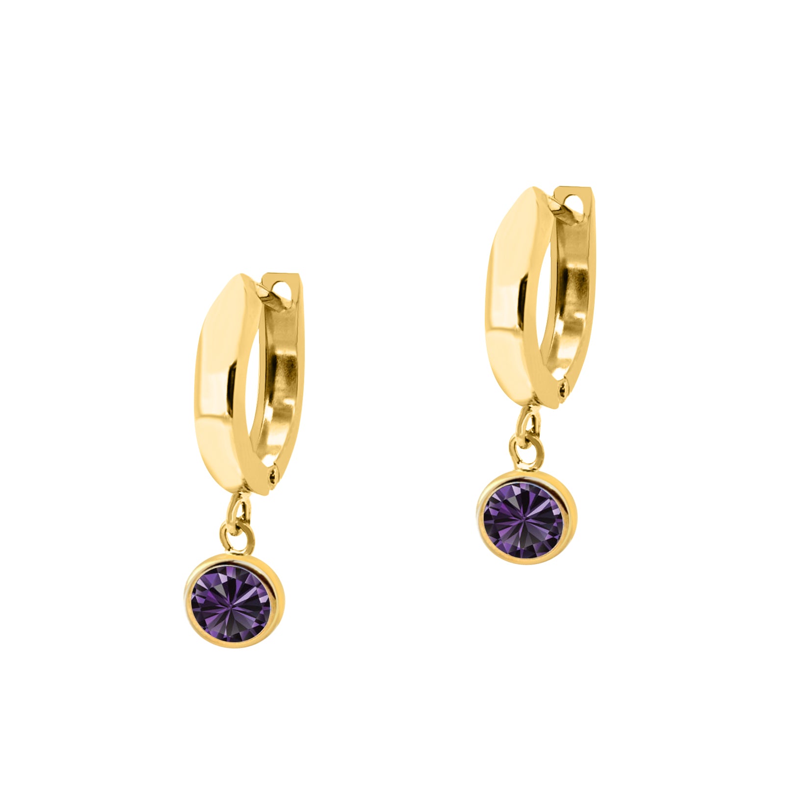 14K Solid Yellow Gold Bezel Set Gemstone Dangle Earrings – Elegant & Timeless Jewelry for Special Occasions