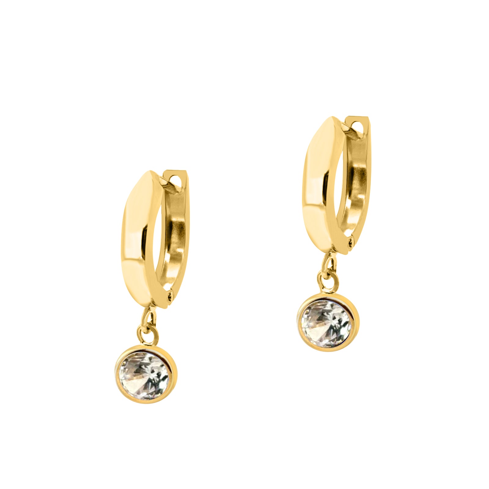14K Solid Yellow Gold Bezel Set Gemstone Dangle Earrings – Elegant & Timeless Jewelry for Special Occasions