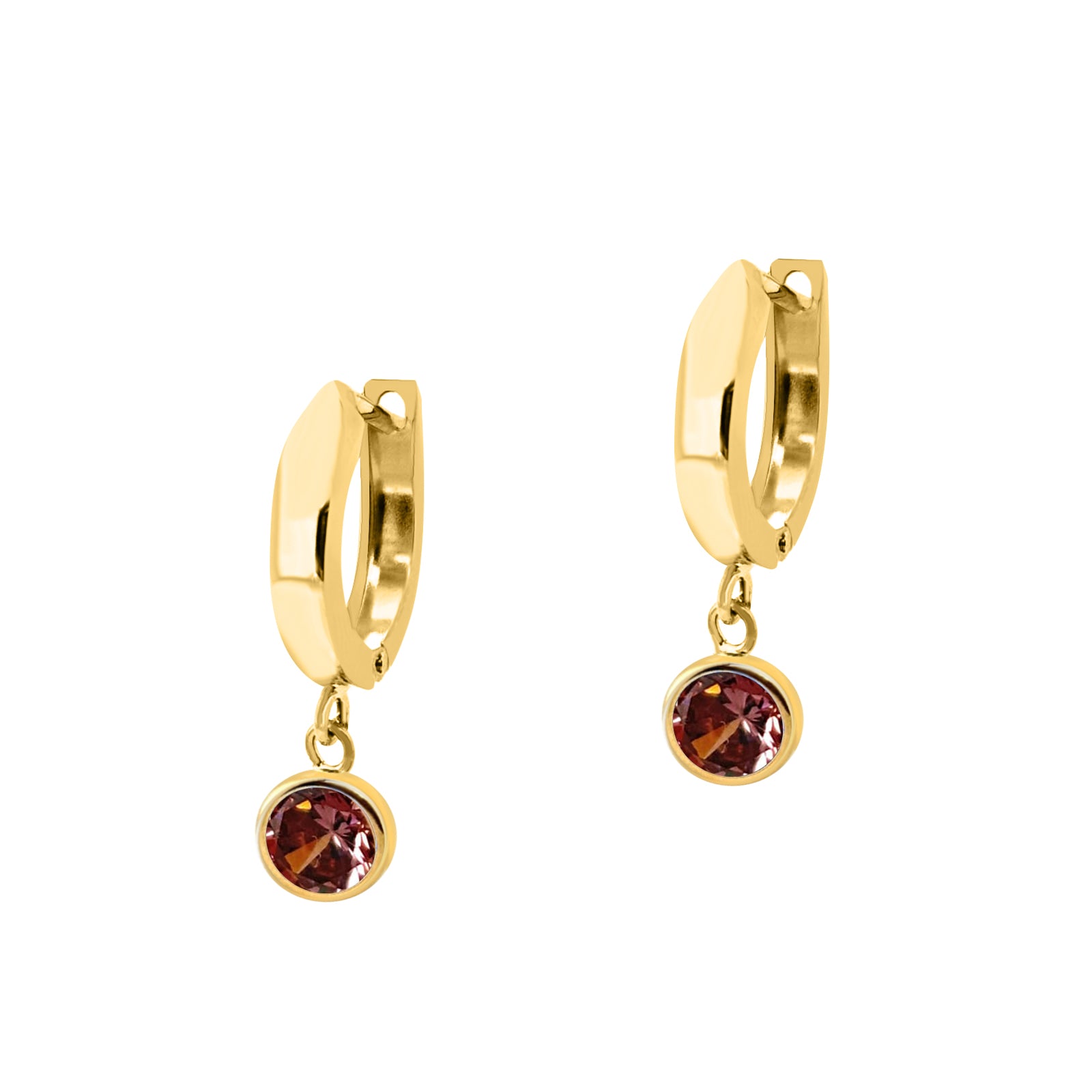14K Solid Yellow Gold Bezel Set Gemstone Dangle Earrings – Elegant & Timeless Jewelry for Special Occasions