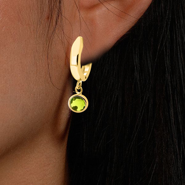 14K Solid Yellow Gold Bezel Set Gemstone Dangle Earrings – Elegant & Timeless Jewelry for Special Occasions