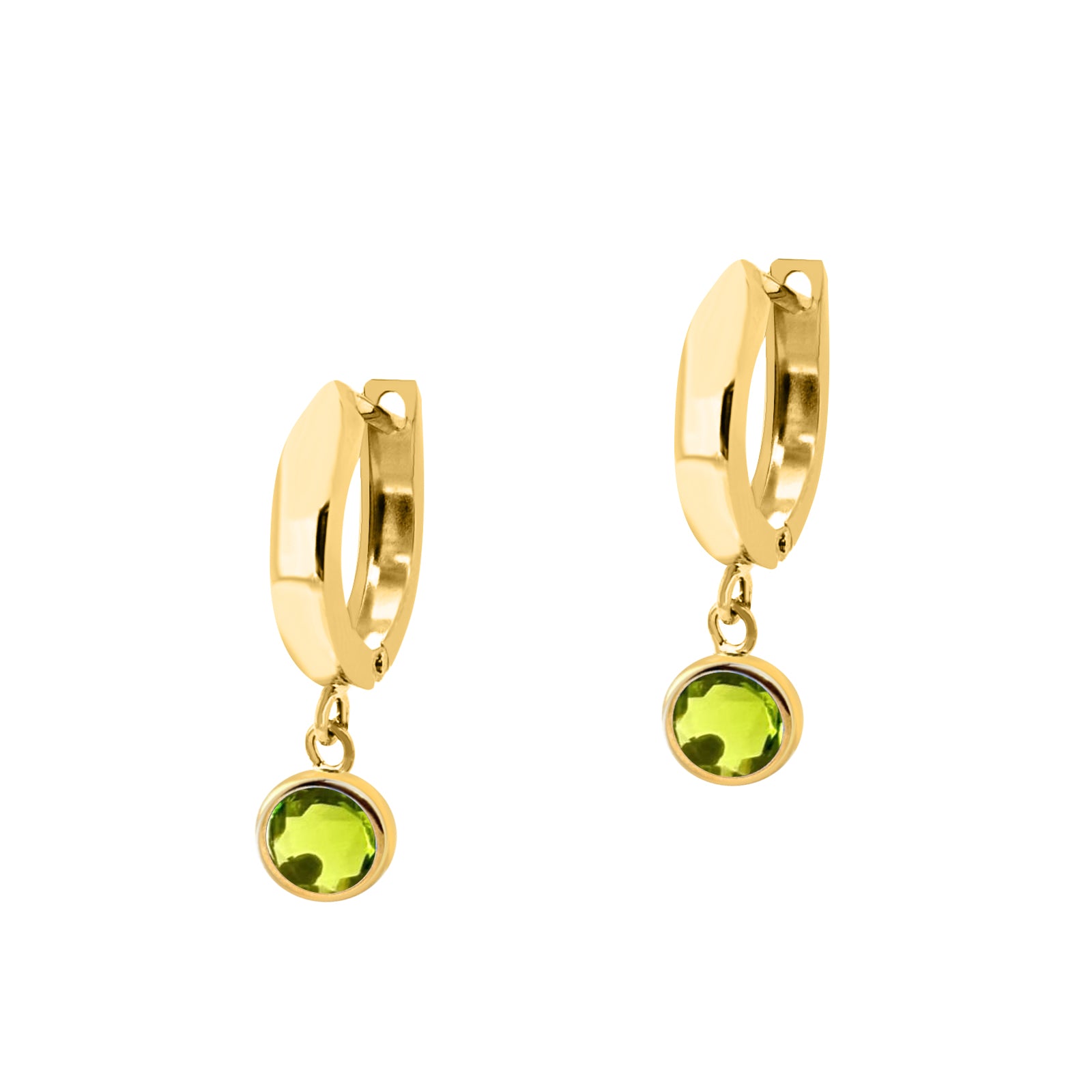 14K Solid Yellow Gold Bezel Set Gemstone Dangle Earrings – Elegant & Timeless Jewelry for Special Occasions