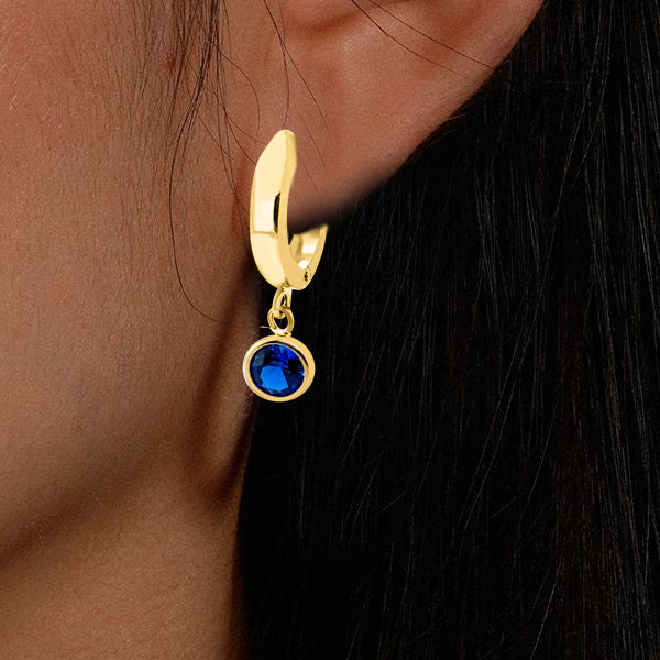 14K Solid Yellow Gold Bezel Set Gemstone Dangle Earrings – Elegant & Timeless Jewelry for Special Occasions