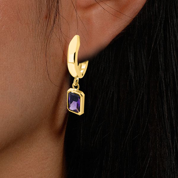 Gemstone Dangle Earrings In 14K Solid Yellow Gold Women Jewelry Wedding Engagement