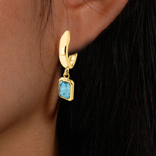 Gemstone Dangle Earrings In 14K Solid Yellow Gold Women Jewelry Wedding Engagement