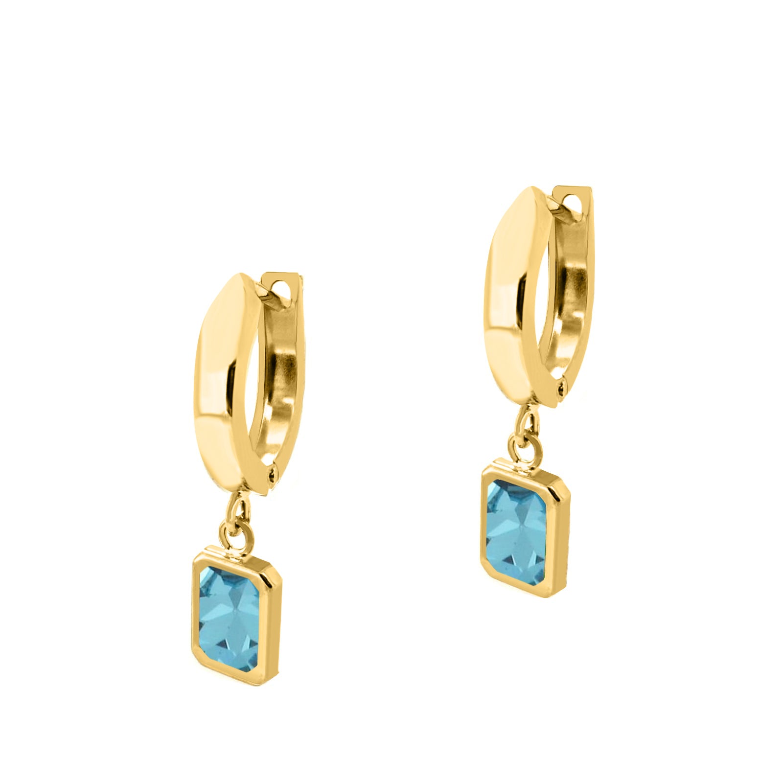 Gemstone Dangle Earrings In 14K Solid Yellow Gold Women Jewelry Wedding Engagement