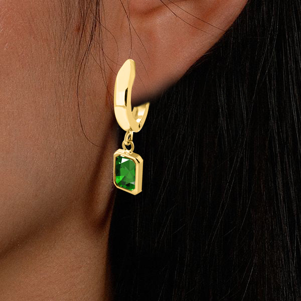 Gemstone Dangle Earrings In 14K Solid Yellow Gold Women Jewelry Wedding Engagement