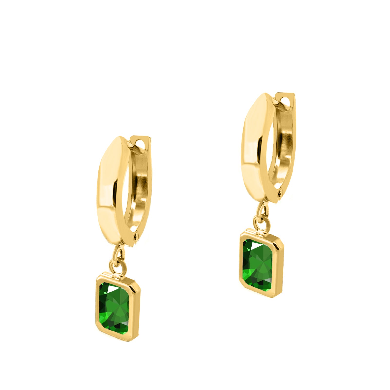 Gemstone Dangle Earrings In 14K Solid Yellow Gold Women Jewelry Wedding Engagement