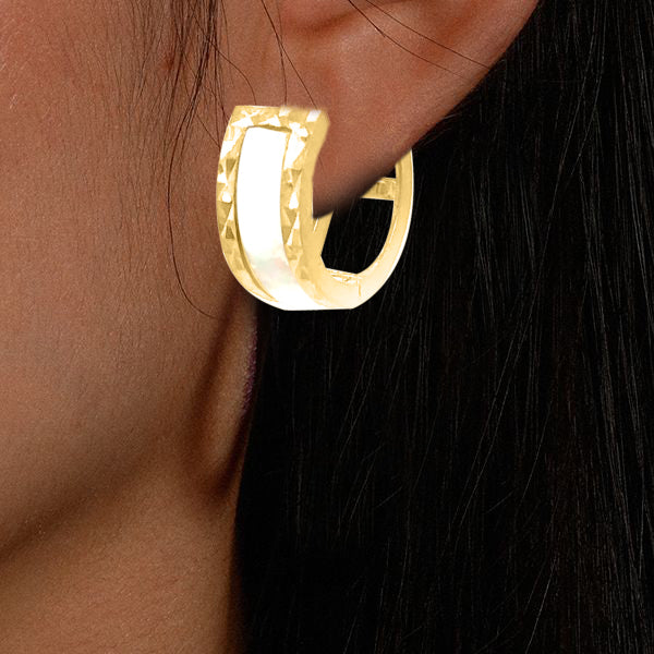 Opal Gemstone 14K Solid Yellow Gold Hoop Earrings for Women