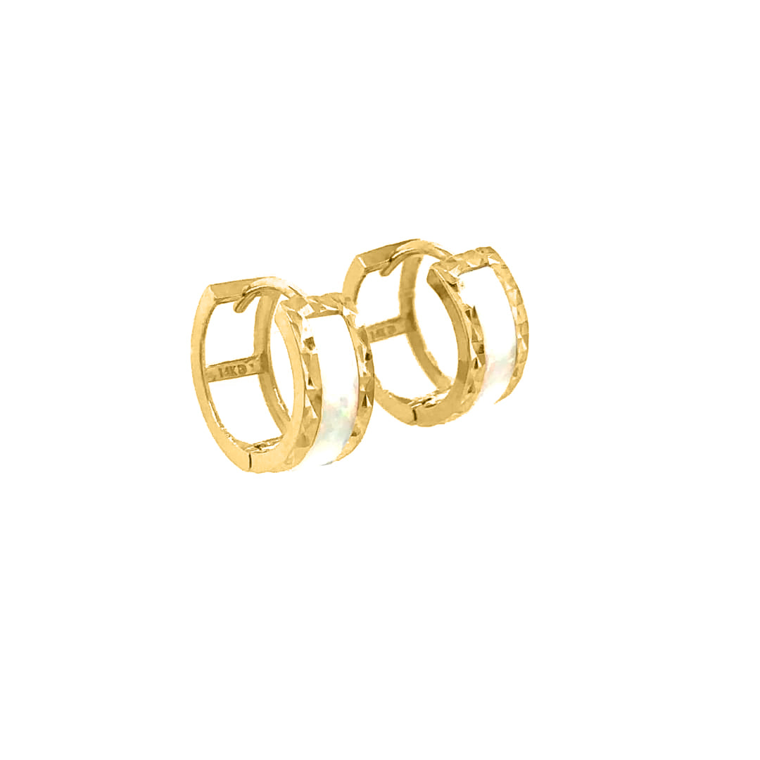Opal Gemstone 14K Solid Yellow Gold Hoop Earrings for Women