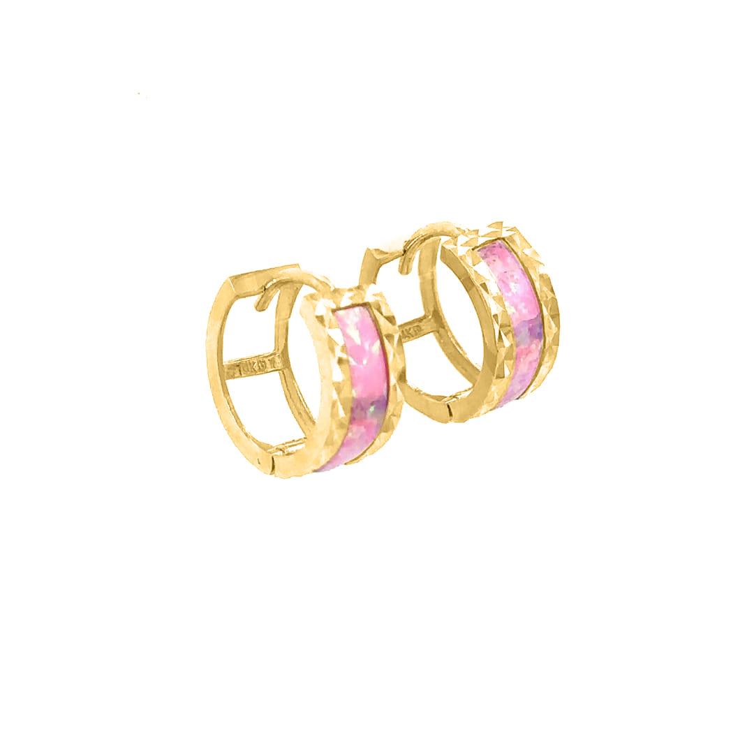 Opal Gemstone 14K Solid Yellow Gold Hoop Earrings for Women