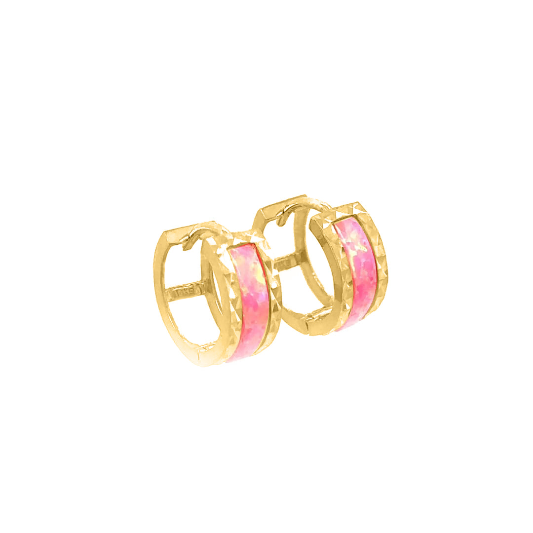 Opal Gemstone 14K Solid Yellow Gold Hoop Earrings for Women